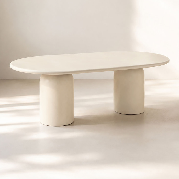 Table ovale 220cm effet béton crème  MINERA