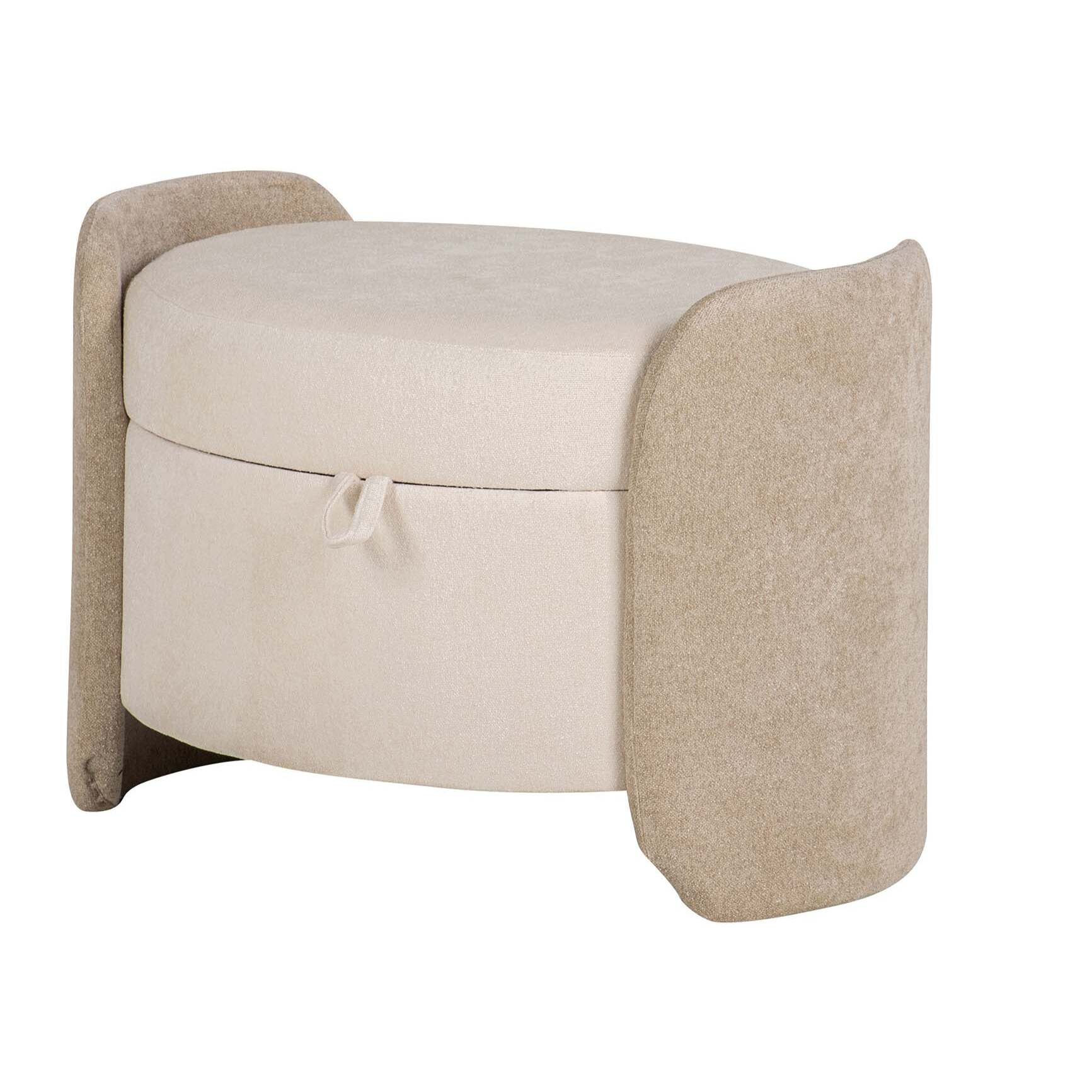 Puff Velvet Chenille Beige 70x54x48 Cm