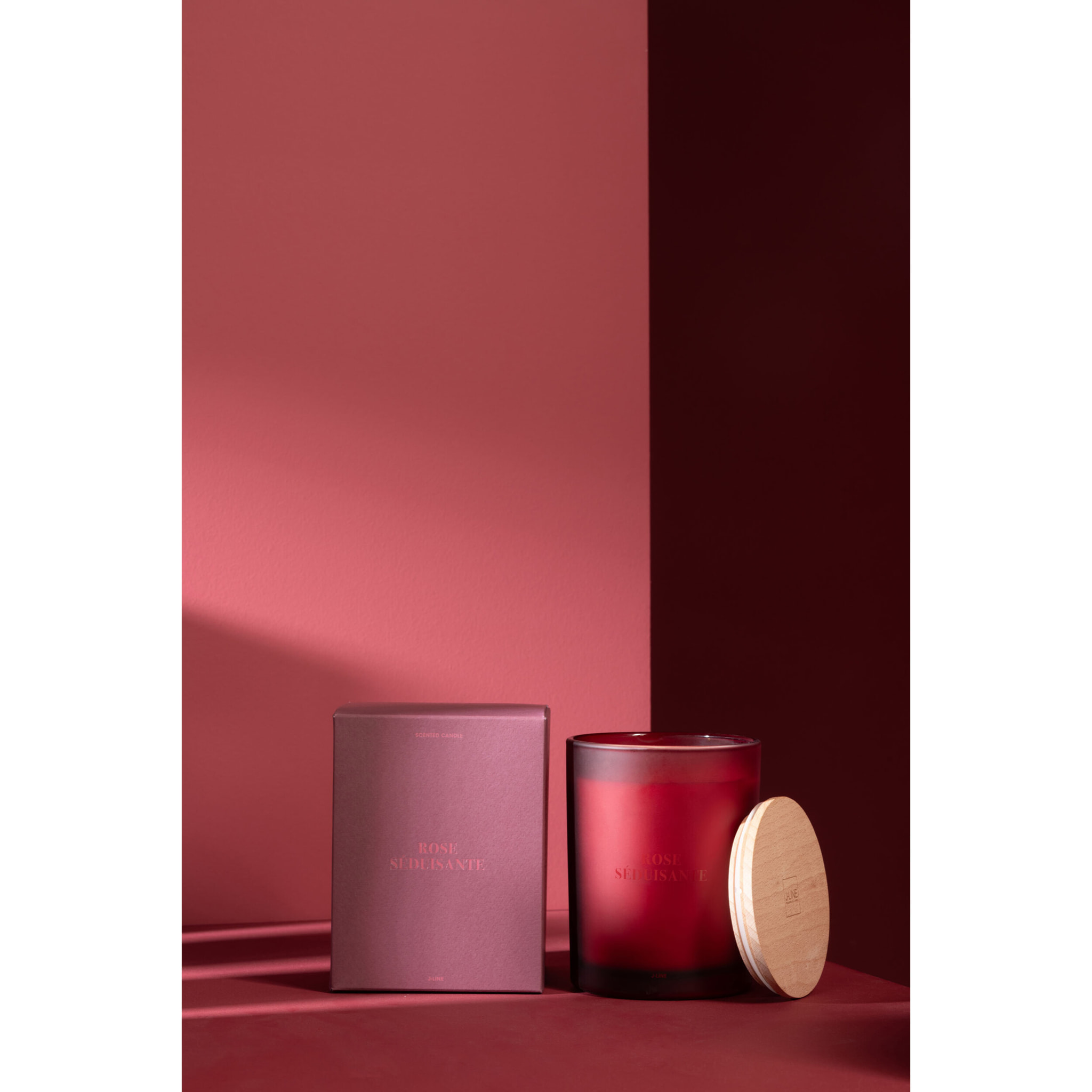 J-Line bougie parfumée Accords Essentiels - Rose Séduisante - verre - rouge - 52H
