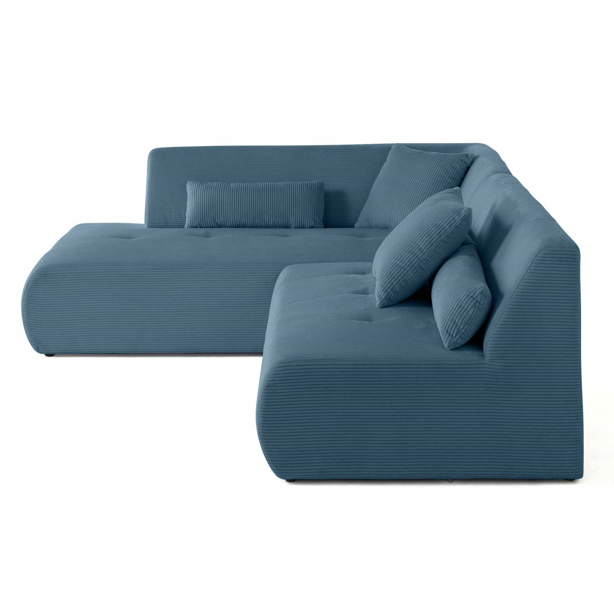Onyx - canapé modulable d'angle gauche - 5 places - en velours côtelé - Bleu