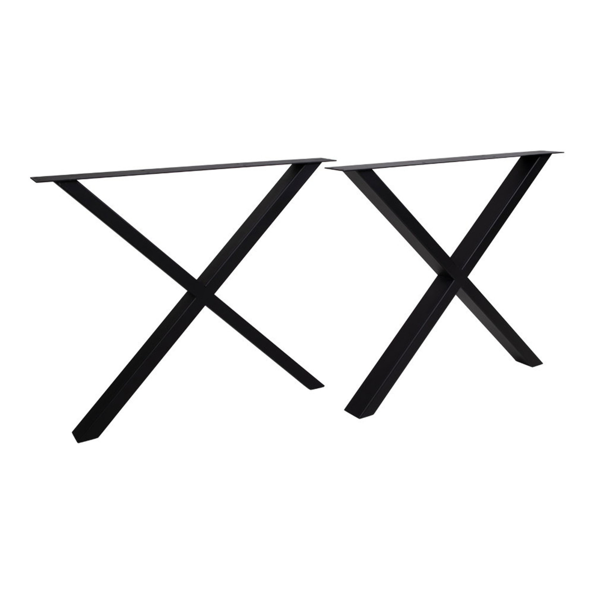 Gambe Nimes design X per tavolo da pranzo in acciaio nero, 86×70,8 cm