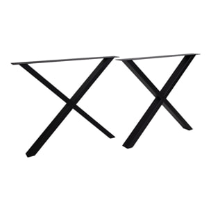 Gambe Nimes design X per tavolo da pranzo in acciaio nero, 86×70,8 cm