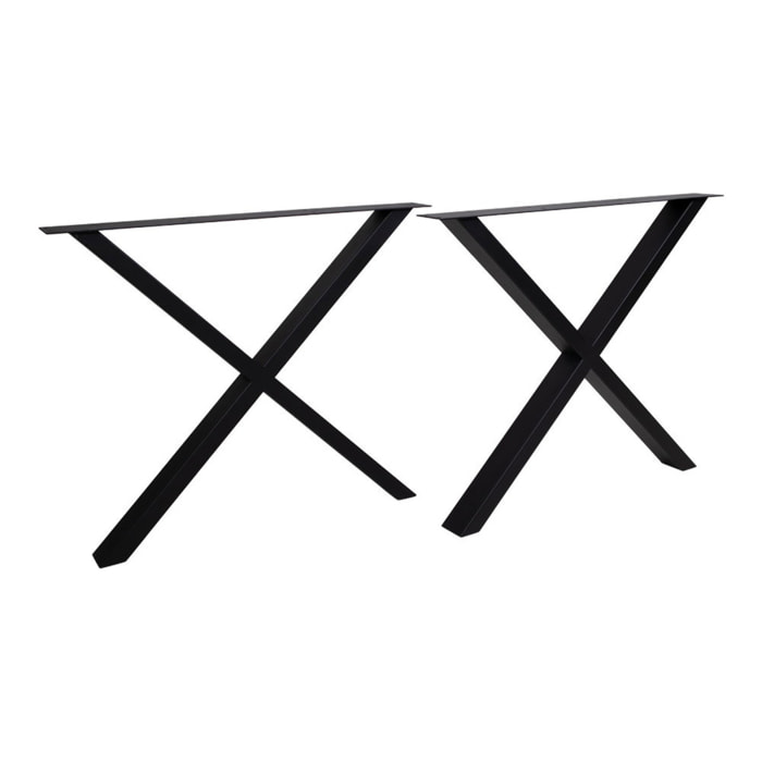 Gambe Nimes design X per tavolo da pranzo in acciaio nero, 86×70,8 cm