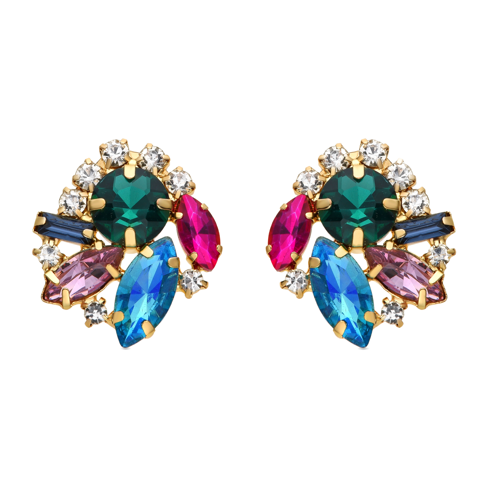 Pendientes de Cristal Azul acabados en oro amarillo de 18k