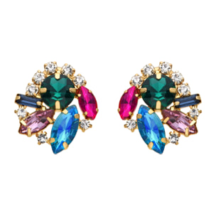 Pendientes de Cristal Azul acabados en oro amarillo de 18k