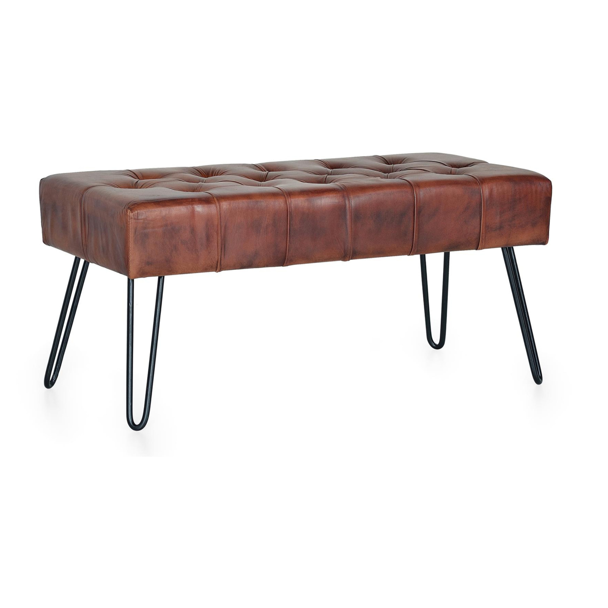 Banco de Piel Caprina 96 Cm Estilo Industrial Moderno