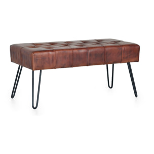 Banco de Piel Caprina 96 Cm Estilo Industrial Moderno