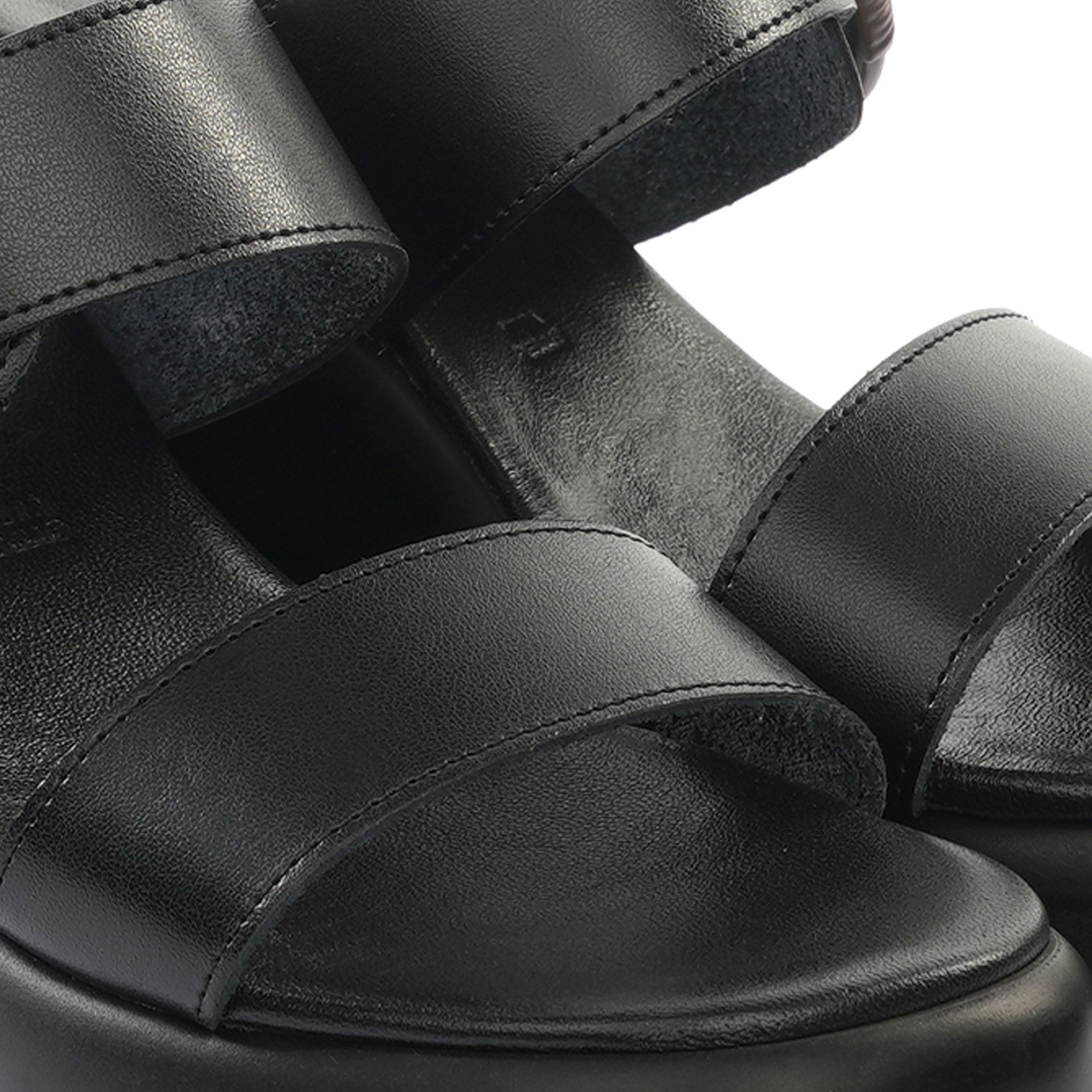 SANDALO ZEPPA DOPPIA FASCIA VERA PELLE NERO