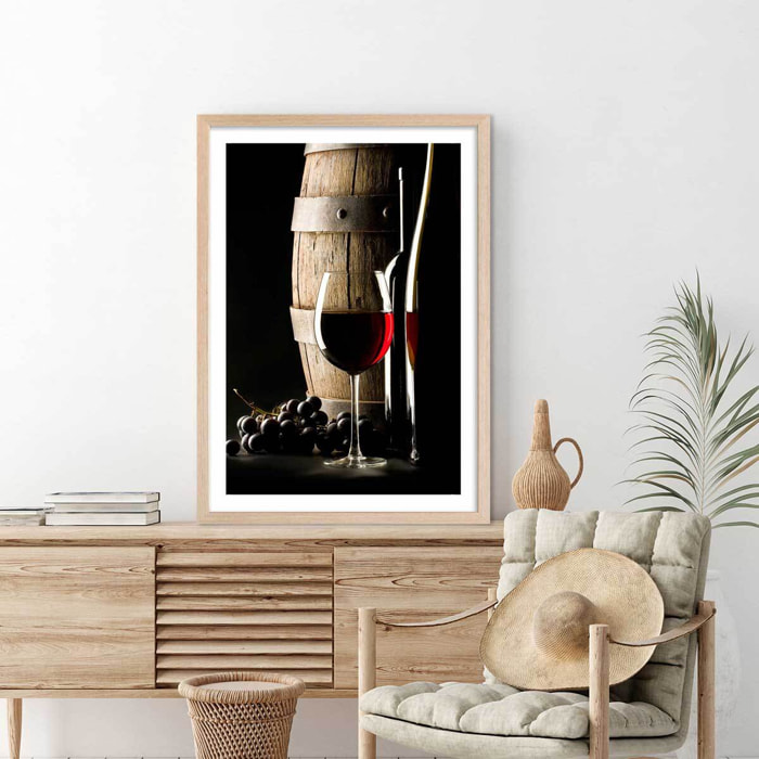 Affiche cuisine vin rouge Affiche sous cadre bois