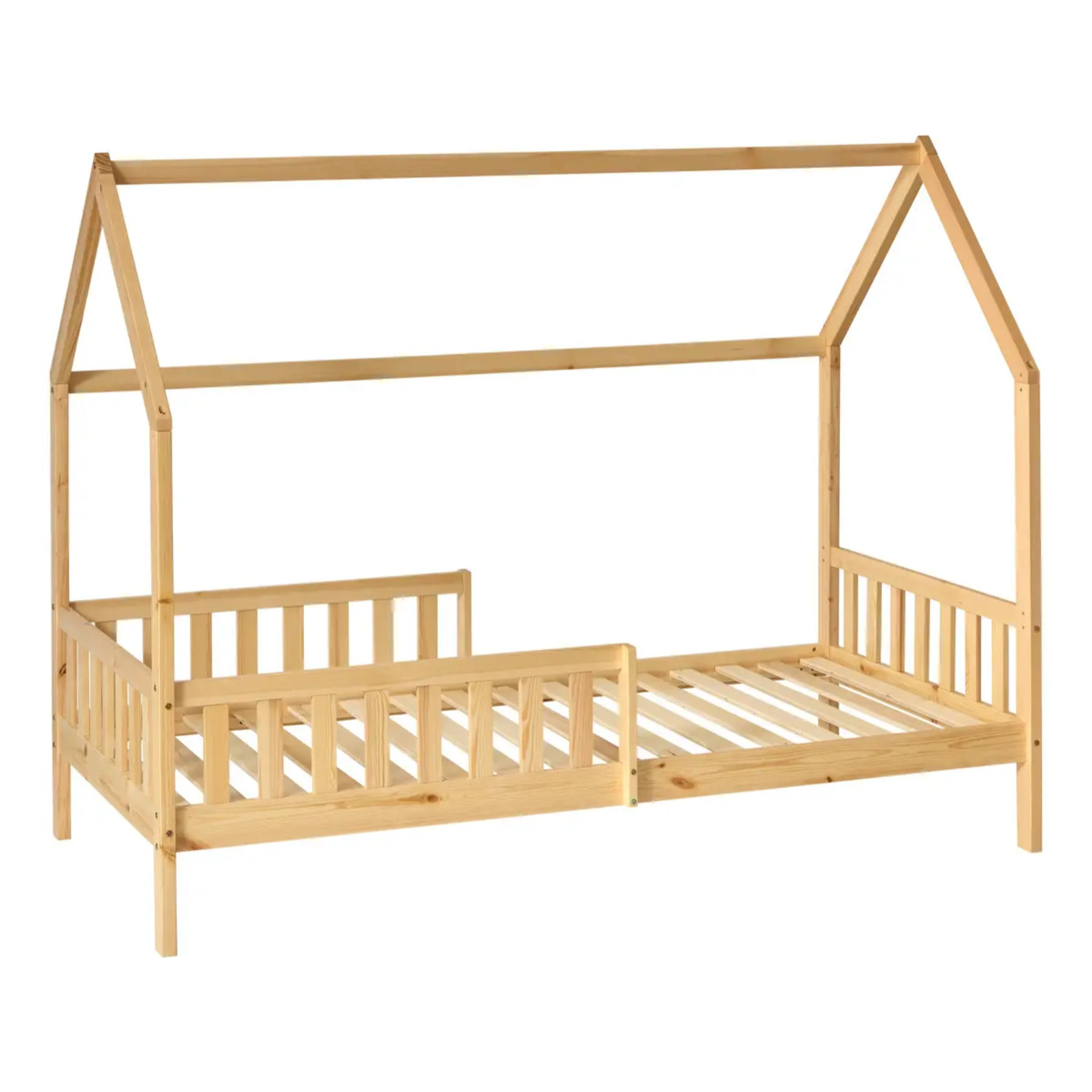 Lit cabane enfant Bosco 2 tiroirs 194,8x98x155,5cm Naturel
