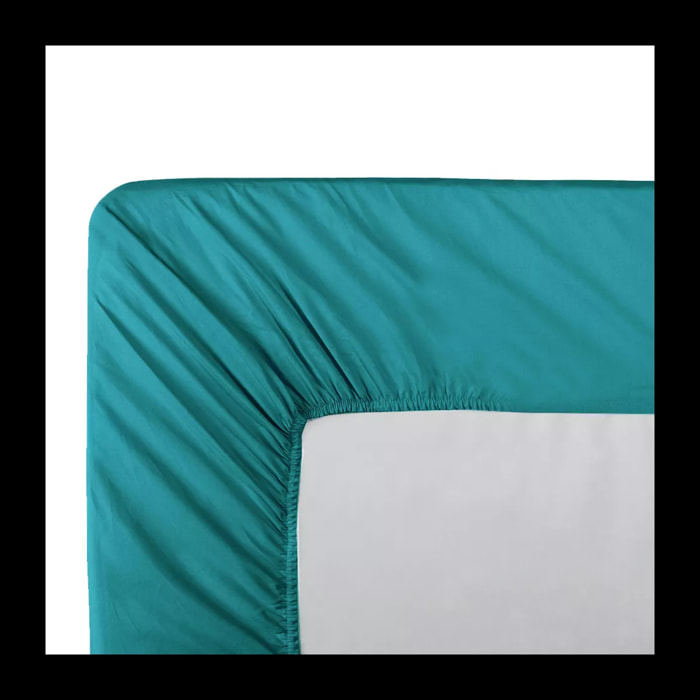 Drap housse b40 percale de coton uni vert La percale francaise emeraude