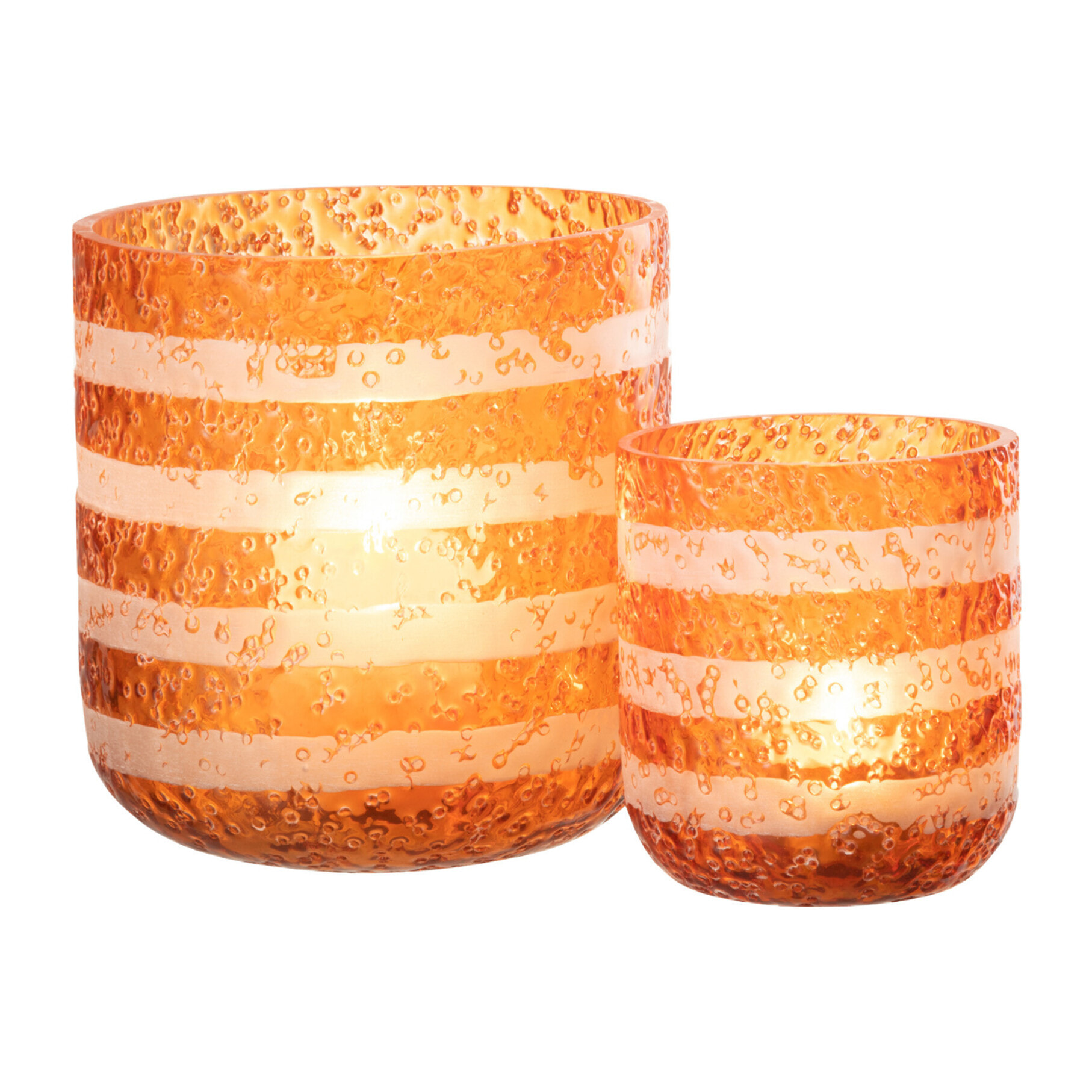 J-Line photophore Lignes - verre - orange/blanc - large