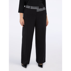 Fiorella Rubino - Pantalones Wide Leg con detalle decorativo - Negro