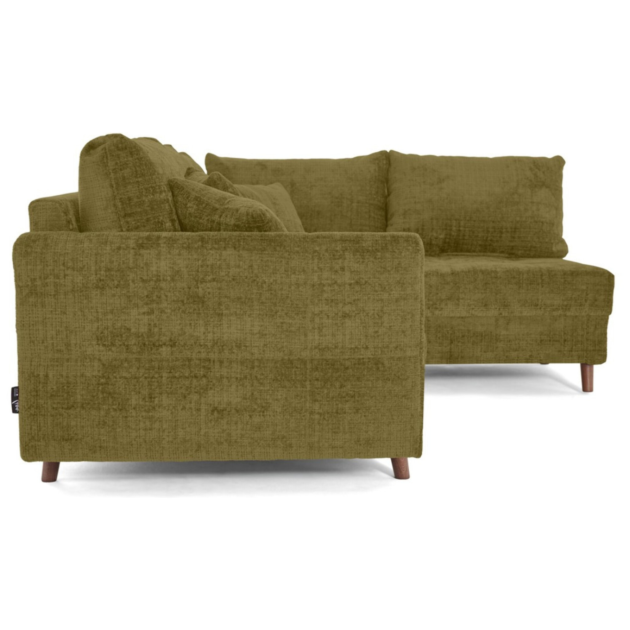Rune - canapé d'angle droit 4 places en velours texturé - Vert Olive