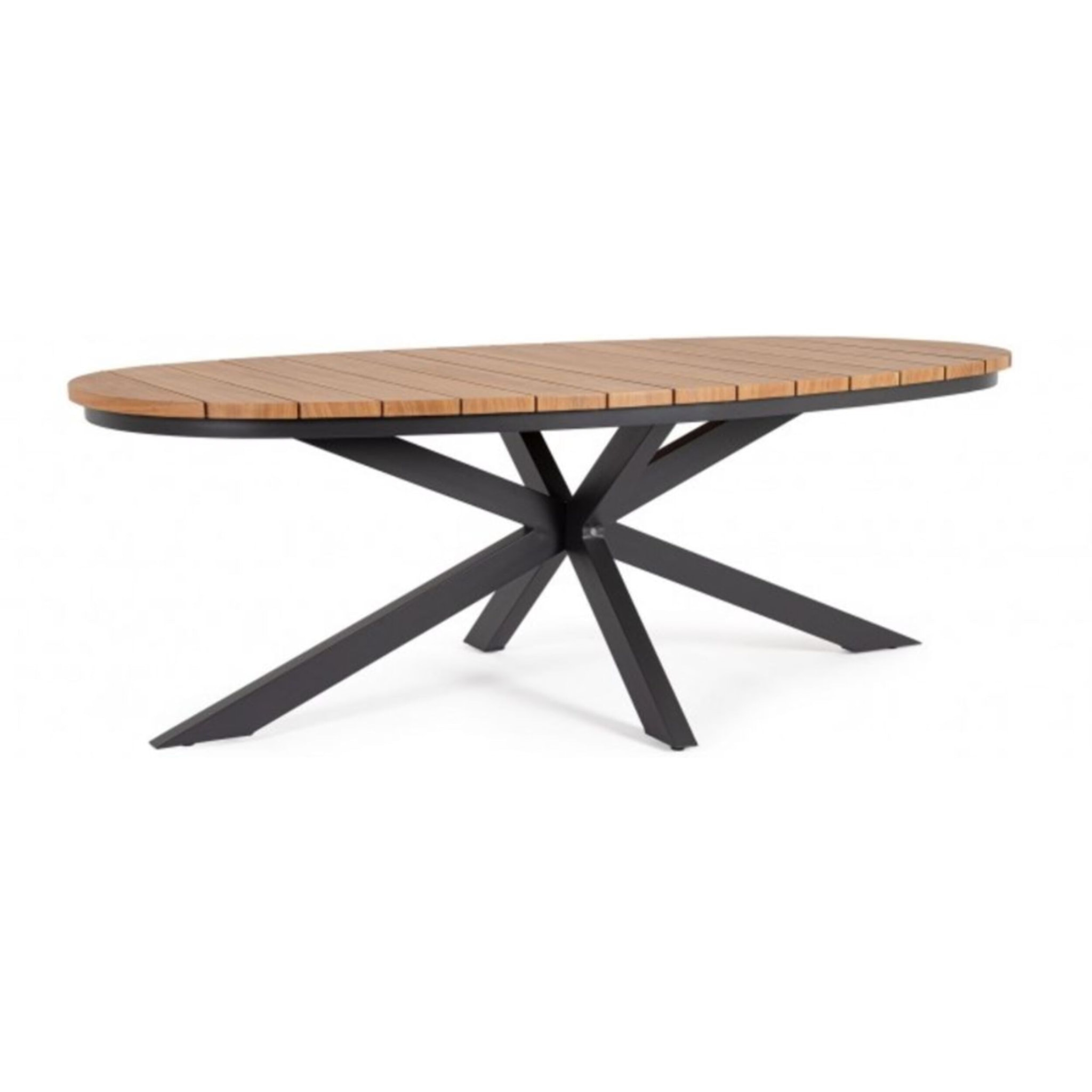 Tavolo fisso ZELMAR effetto legno e struttura in alluminio antracite 218x115 cm