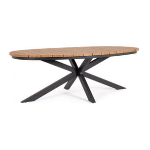 Tavolo fisso ZELMAR effetto legno e struttura in alluminio antracite 218x115 cm