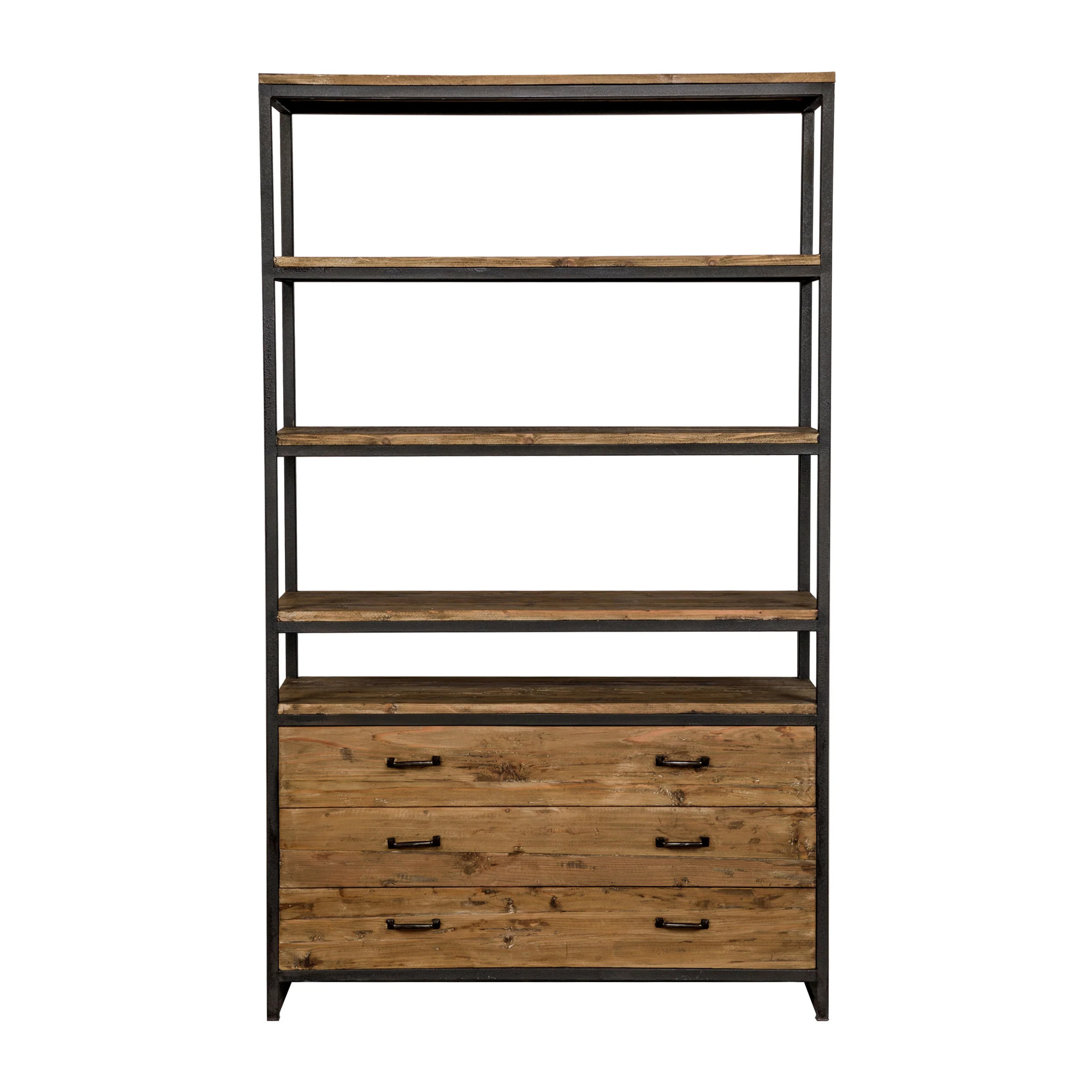 Bibliothèque en bois recyclé 3 tiroirs et 4 étagères - Paname