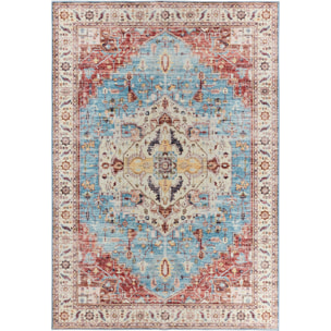 OTTOMAN - Tapis à poils courts doux à motif vintage multicolore