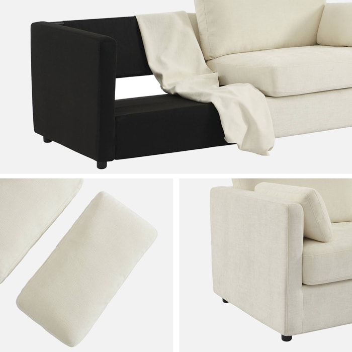 Canapé 2 places déhoussable tissu blanc L 198 x P 88 x H 85cm - Neo