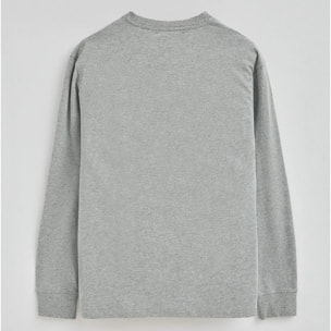 Maglietta grigio vigorè a maniche lunghe con logo ricamato Rigby Go.