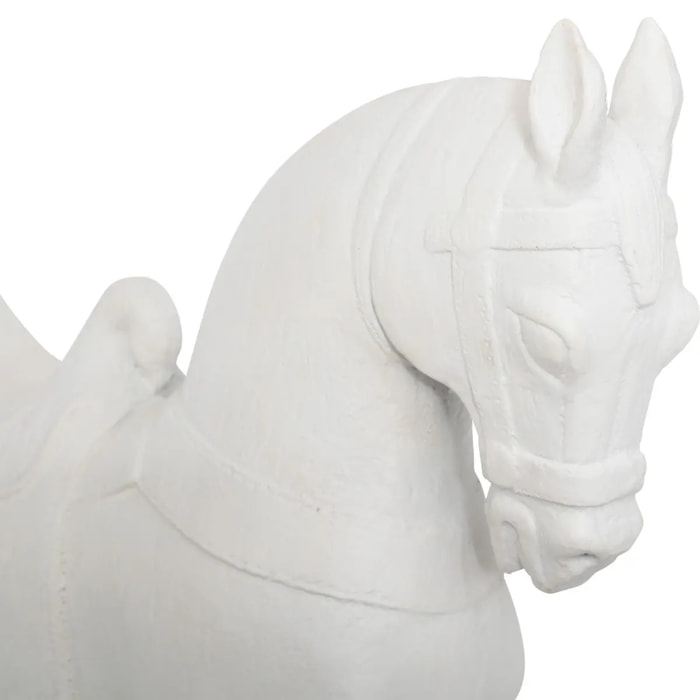 Statue cheval Little cottage résine blanc H35cm