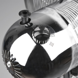 Ystadt - Ventilatore a piantana in metallo cromato Ø45. Ventilatore da terra con corpo oscillante ed inclinabile