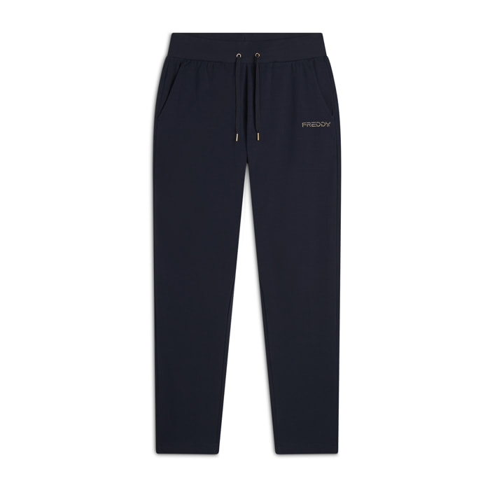 Pantaloni regular fit in jersey con fondo dritto
