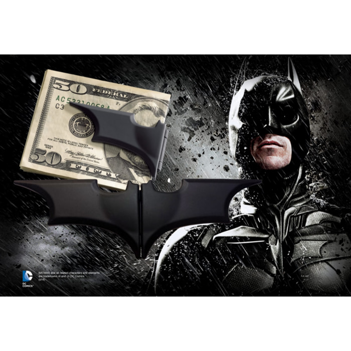 Batman Batarang Fermasoldi Pieghevole con Clip Nero Noble Collection