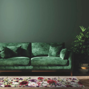 Passatoia tappeto cucina bagno ingresso multiuso, disegno fiori stile floreale