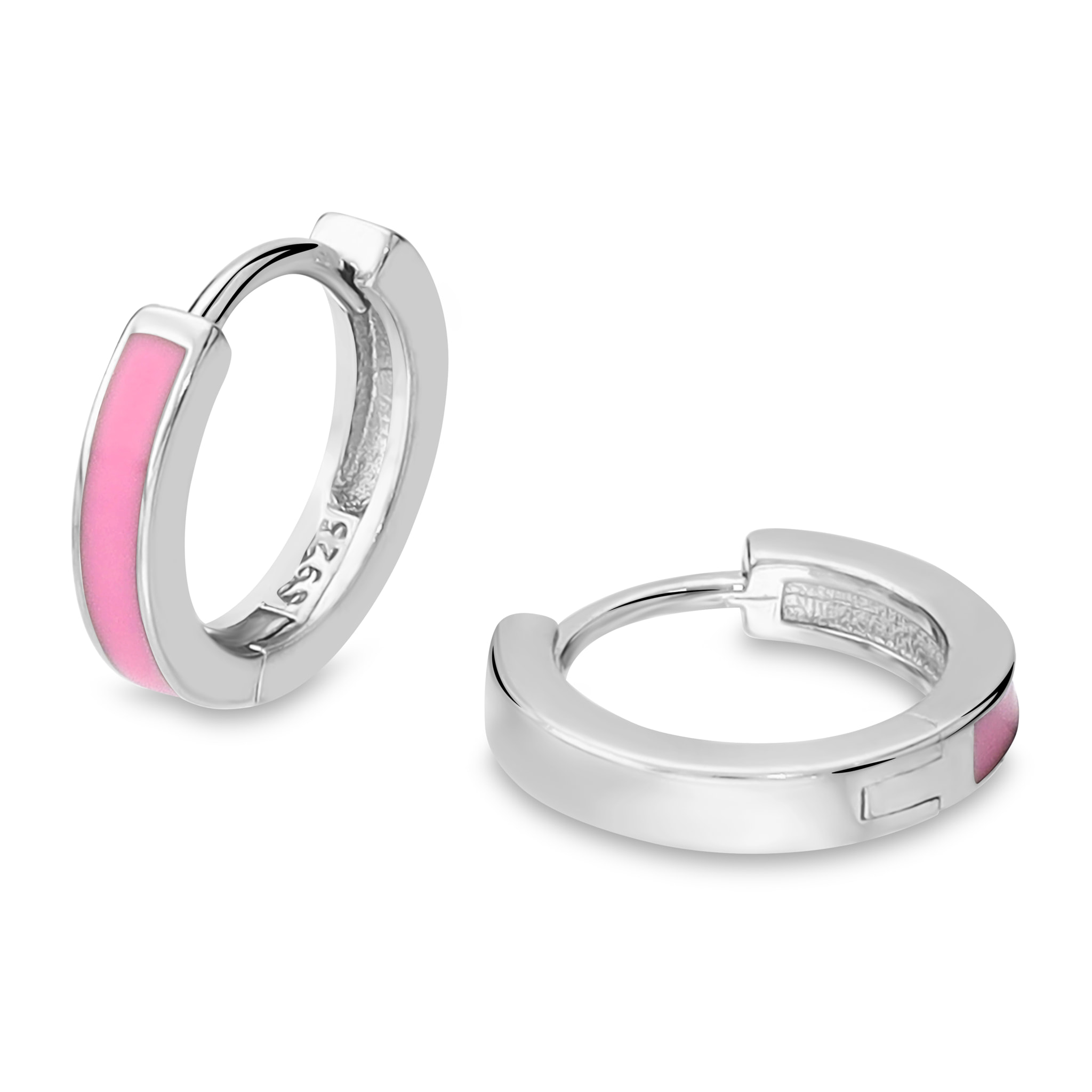 Orecchini a Cerchio Smaltati Rosa in Argento 925