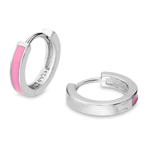 Orecchini a Cerchio Smaltati Rosa in Argento 925