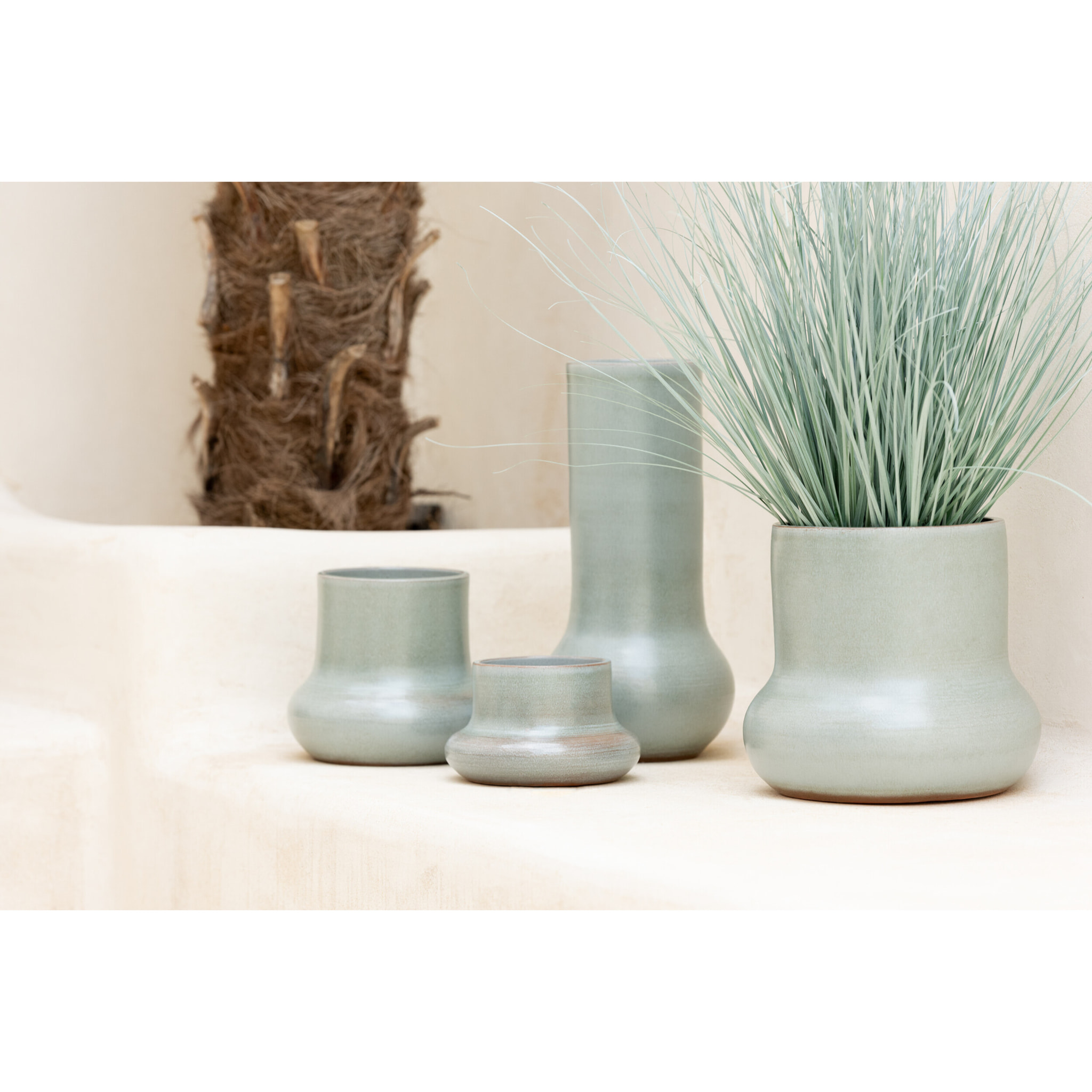 J-Line Vase Organique Ceramique Bleu Gris