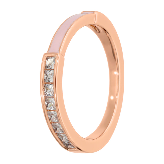 Anello Fedina con Cubic Zirconia e Smalto Rosa