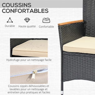 Salon de jardin 6 personnes – Table à manger – Fauteuils inclus