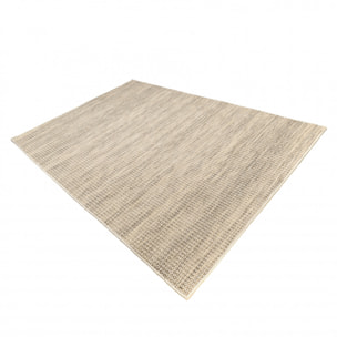 QUENTIN - Tapis rect. 160x230cm en laine tissée couleur blanc et kaki