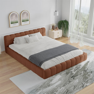 Lit nuage 140x190cm en velours marron PRINCETON