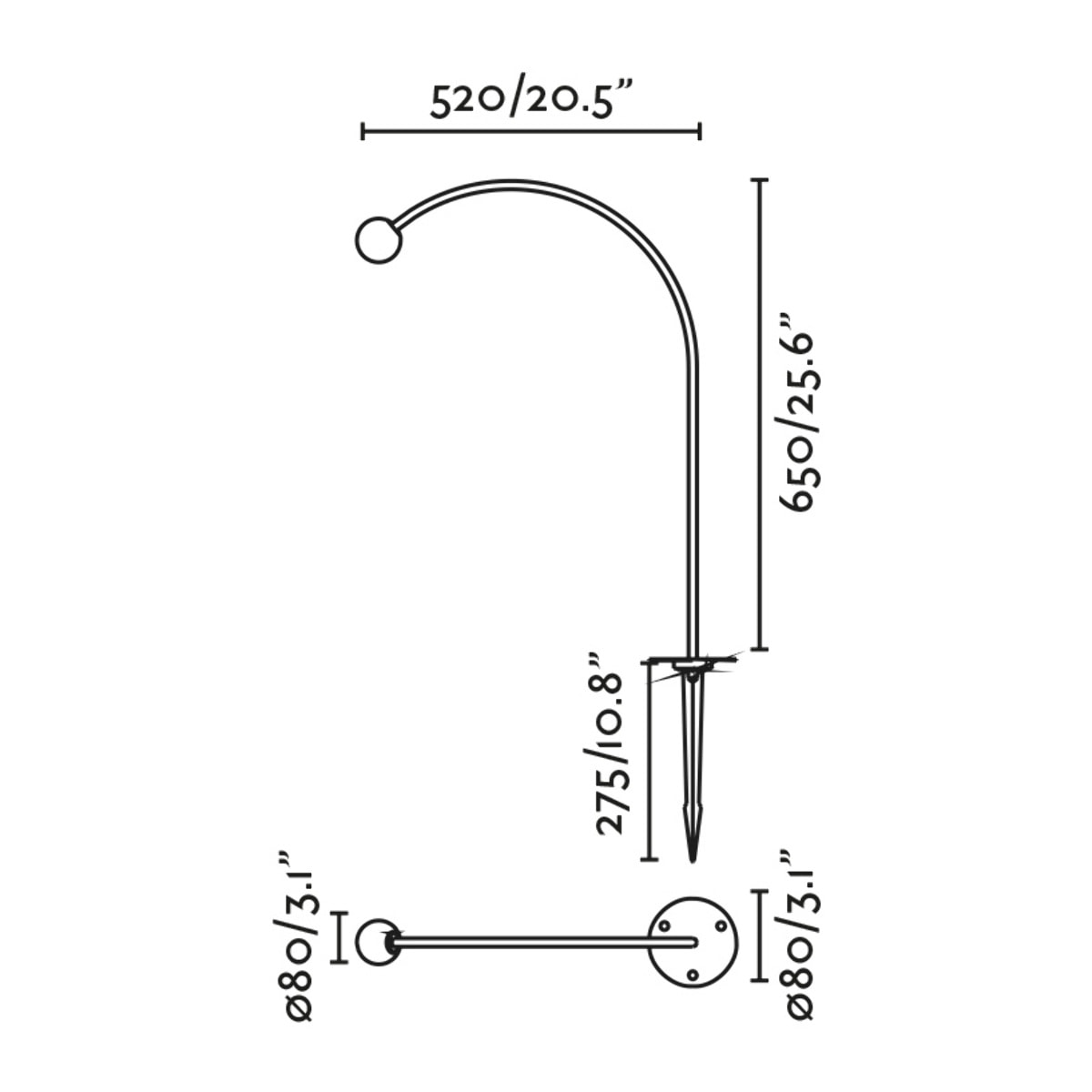 CUCA 650 Lampada pichetto nero 24V