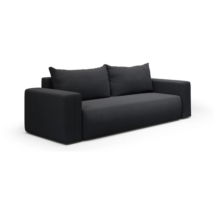 NALA - Canapé droit convertible droit 3 places en tissu gris foncé