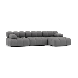 Ruby - canapé modulable d'angle droit 4 places en velours texturé - Gris