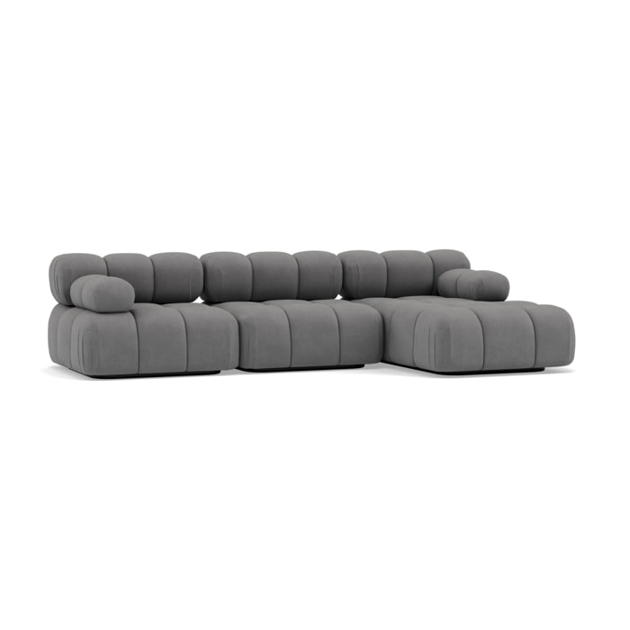 Ruby - canapé modulable d'angle droit 4 places en velours texturé - Gris