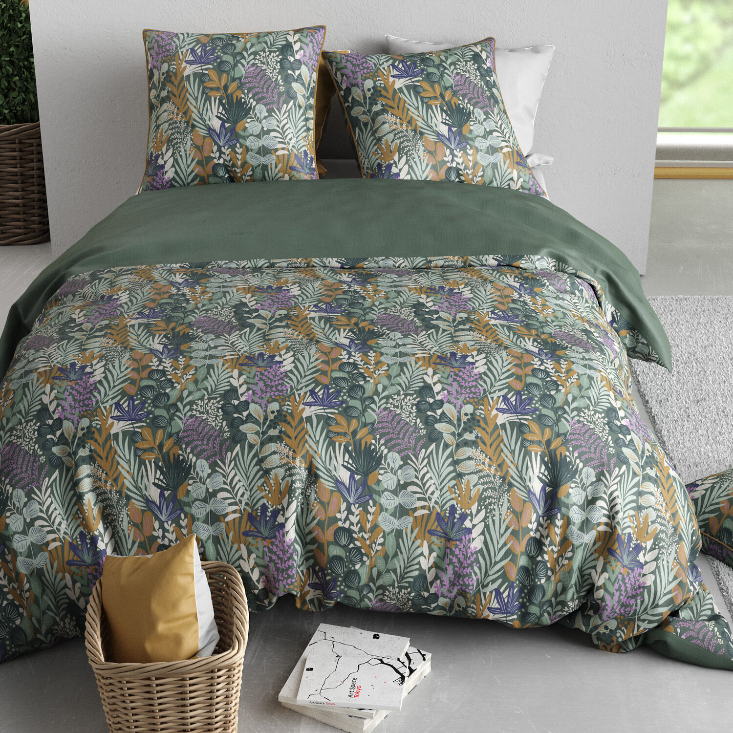 Parure housse de couette 3pcs 100% coton 57 fils pampa