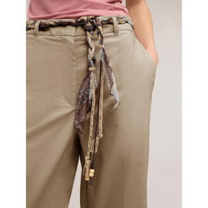 Motivi - Pantaloni palazzo in cotone con cintura - Beige