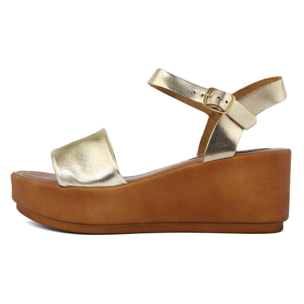Sandali Donna In Pelle Colore Dorato-Altezza Tacco: 6,7 cm