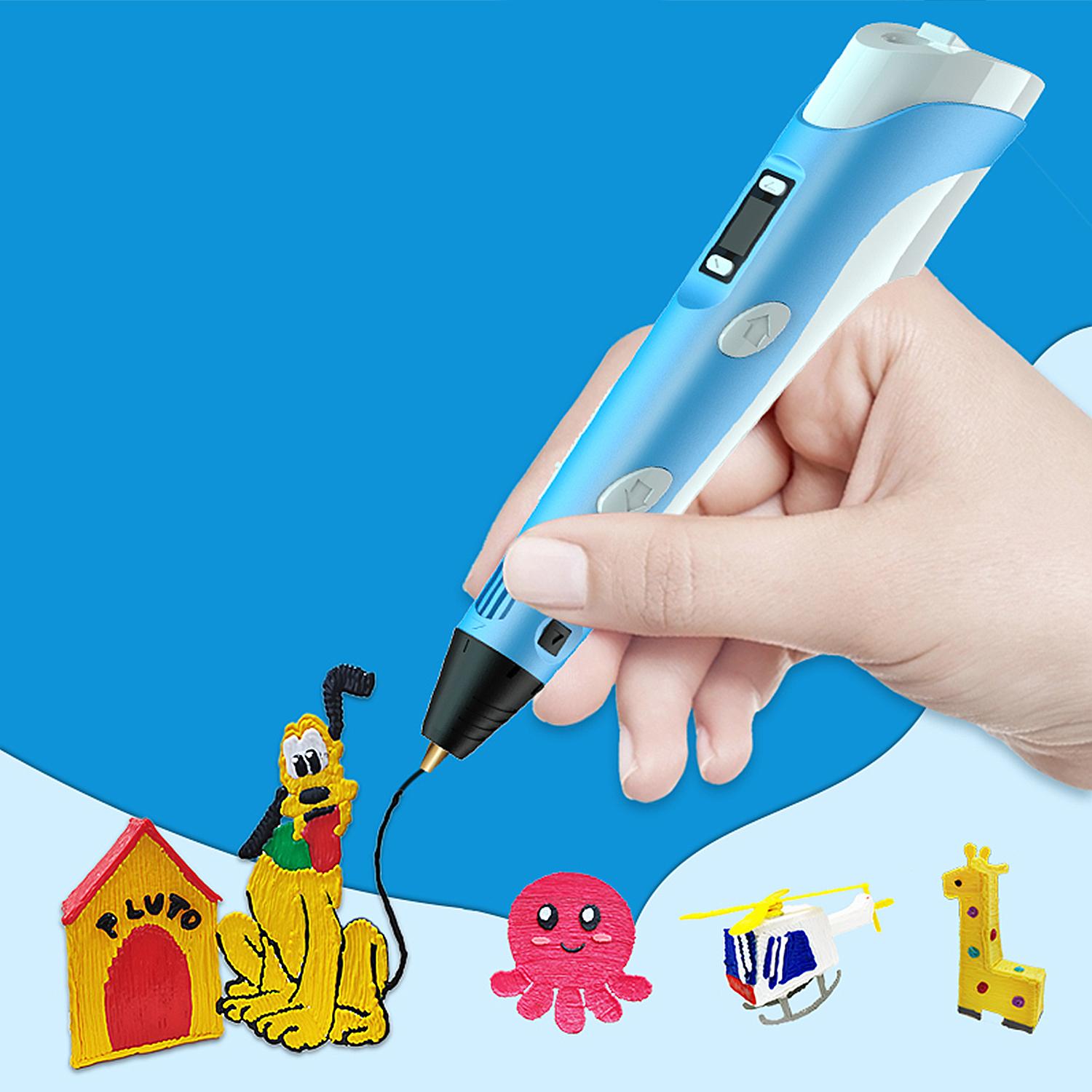 Printer Pen 3D. Alta temperatura, hasta 220 grados. Incluye 3 rollos de filamento PLA de 3 metros.