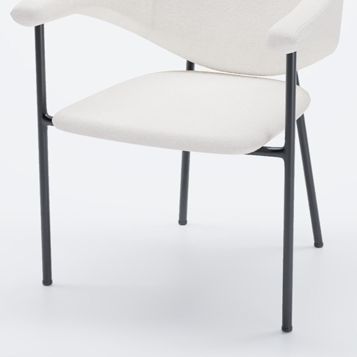 Lot de 2 chaises avec accoudoir design en velours blanc crème Jeanne