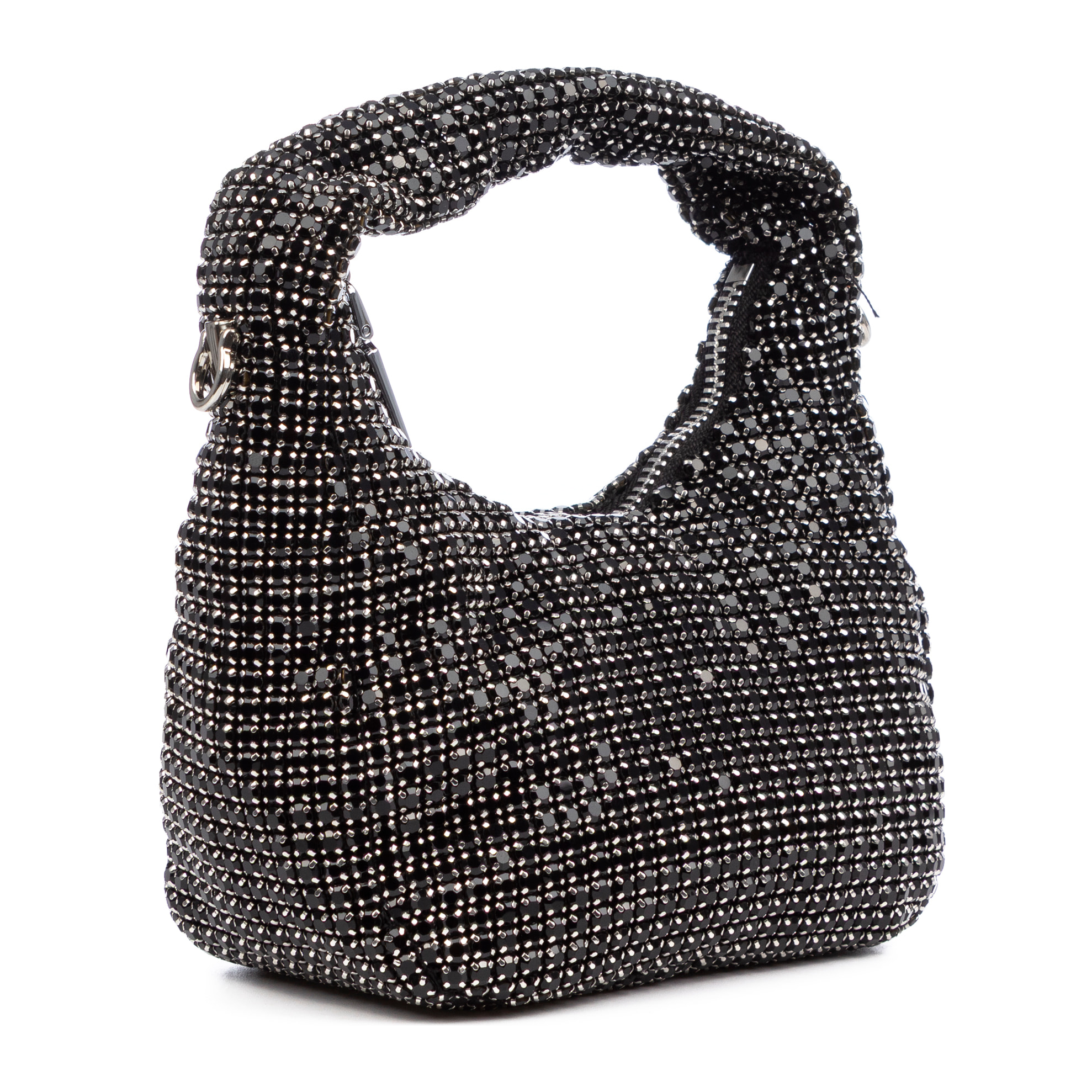 Baganza bolso de mano de fiesta con pedrería de circonitas grado 5A, diseño diamante efecto brillante.