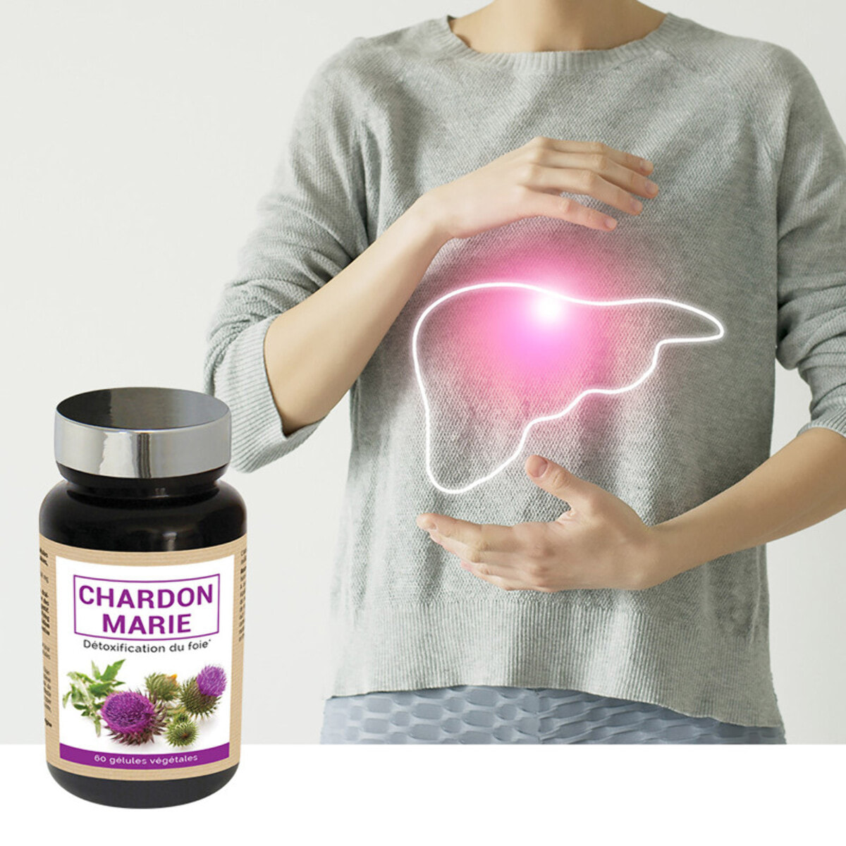 NUTRI EXPERT - Chardon Marie - Detox du Foie- Soutient le bon fonctionnement hépatique et du foie - Favorise le drainage - 100% extraits Chardon Marie naturel - Convient aux végans - Lot de 2 produits