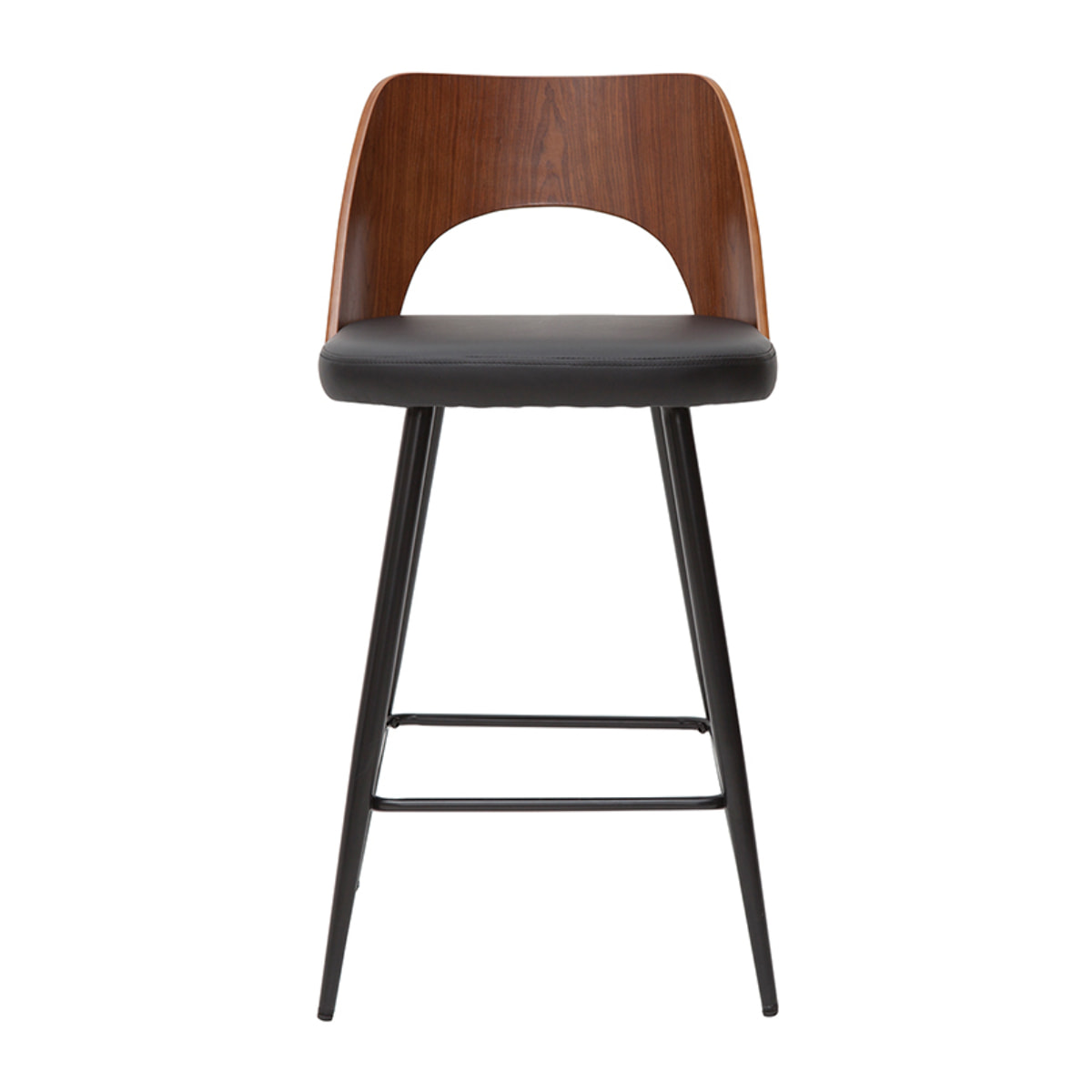 Tabourets de bar design noirs et noyer H66.5 (lot de 2) FALCOM