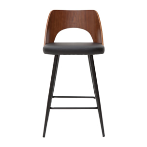 Tabourets de bar design noirs et noyer H66.5 (lot de 2) FALCOM