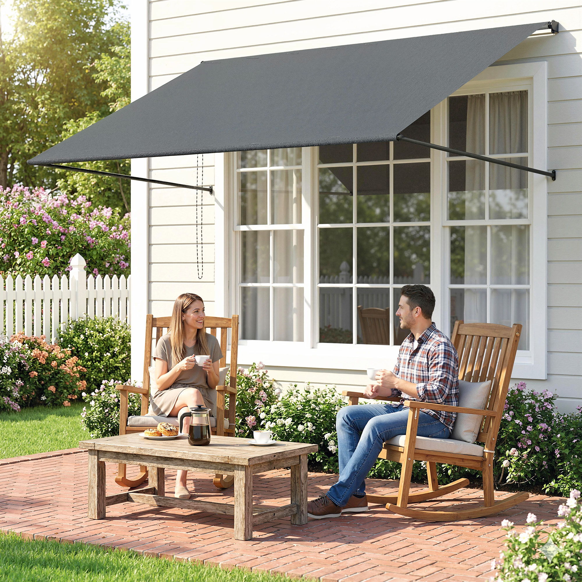 Store banne manuel inclinaison réglable acier alu. dim. 195L x 120l (avancée) cm polyester imperméabilisé anti-UV gris